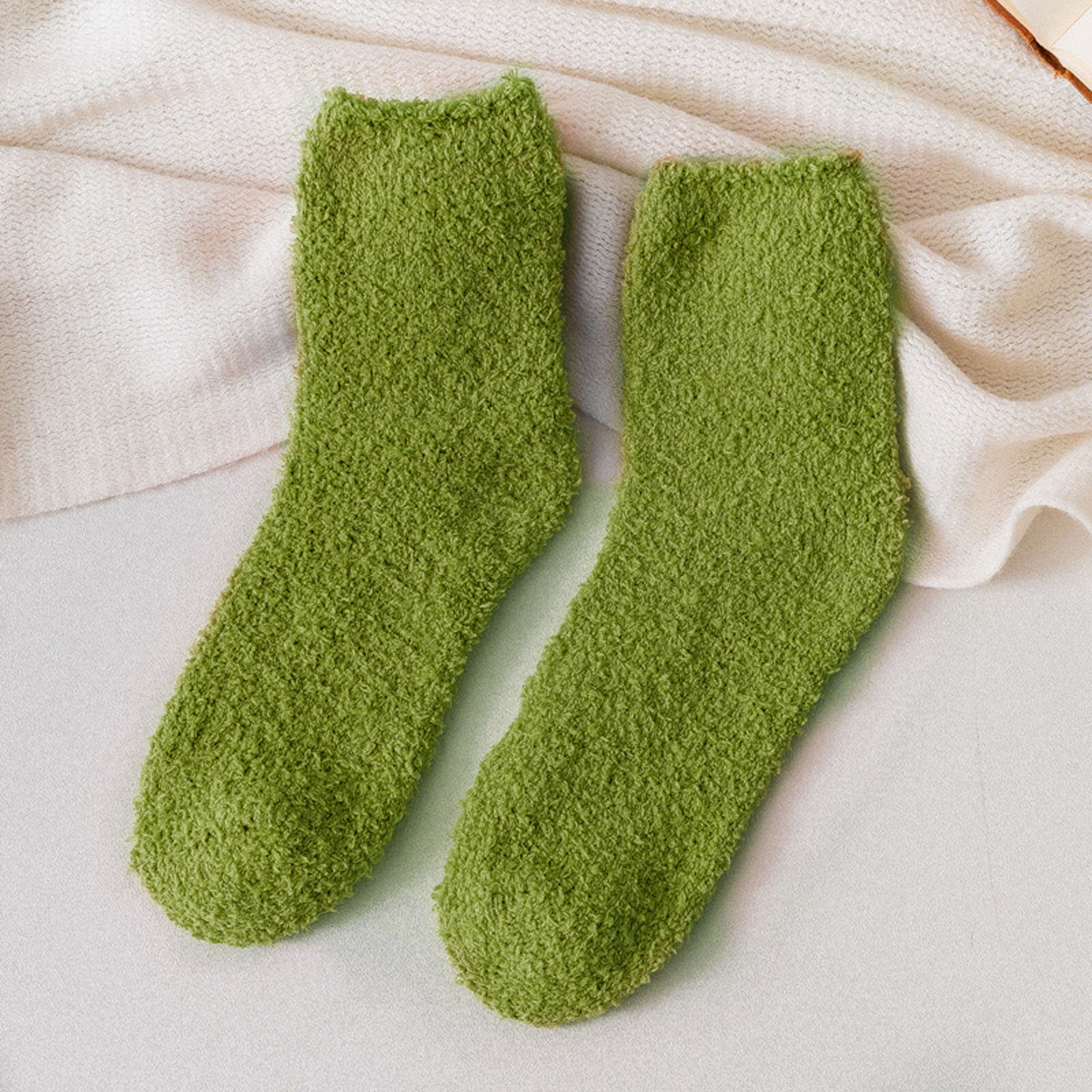 Coral Fleece Socks With Thicker And Warmer Floor Socks For Women In Solid Colors Sweet and lovely, warm and comfortable: I