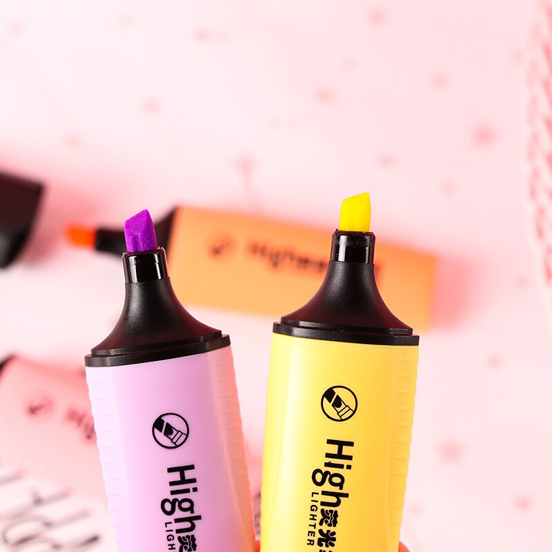 EZONE 4 Colors Fluorescent Pen Oblique Marker Pen Orange Pink Purple Yellow Kids Graffiti Highlighter Student Stationery Supply