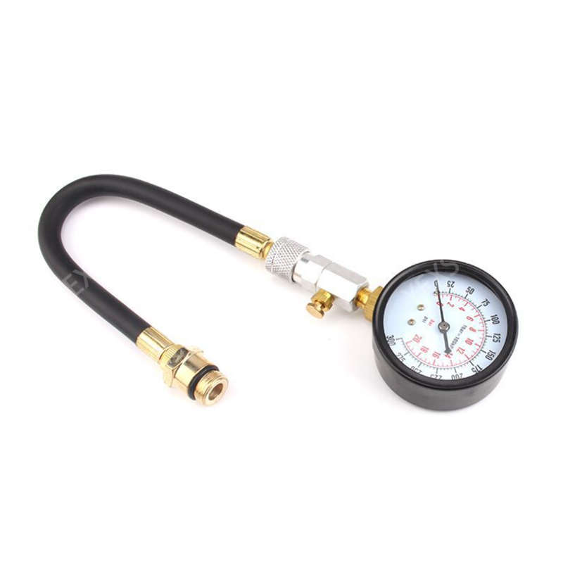 0-300Psi 21kg/cm 21bar 2100kpa Petrol Engine Compression Tester Set Easy-Reading 1/2" Dia Gauge with 14mm/18mm Adapter &amp; 6" Stem