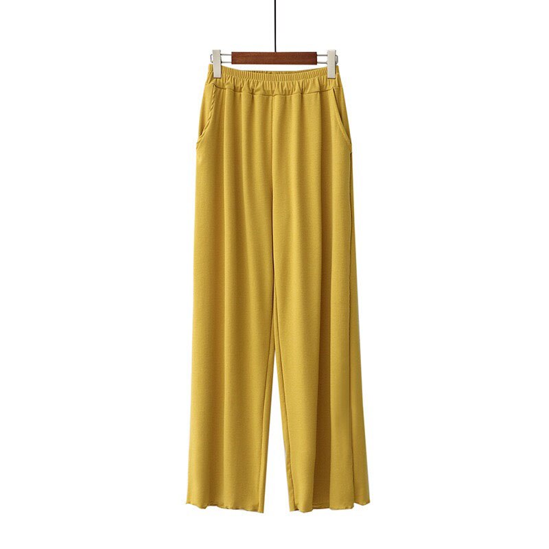 Spring And Autumn Ladies Cotton Pants Women Simple Style Large Size Comfort Loose Homewear Femme Soft Sleep Bottoms: yellow