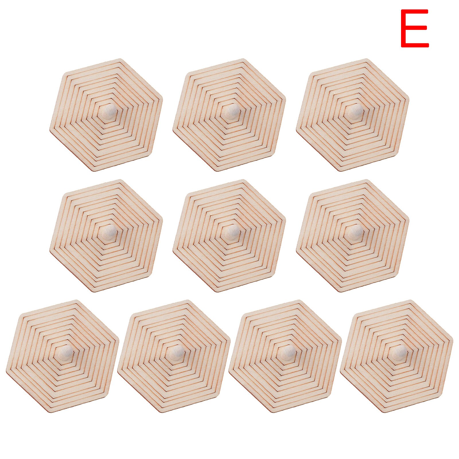 Jeu de toupies en bois pour enfant, jouets de bricolage, pour la pensée divergente, jeu de coloriage, d'anniversaire, 10 pièces: E