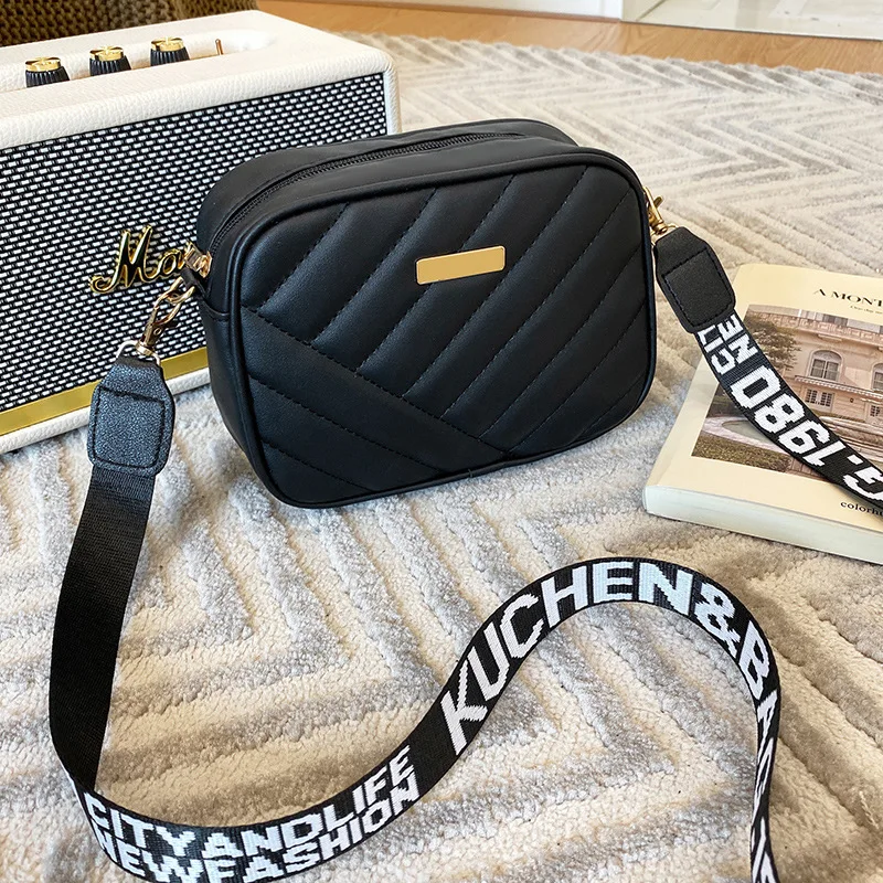 Reise Kamera Tasche frauen Kreuz PU Leder Schulter Tasche Rolle Streifen Kamera Tasche Neue Lagerung Taschen Schulter Telefon taschen: Schwarz