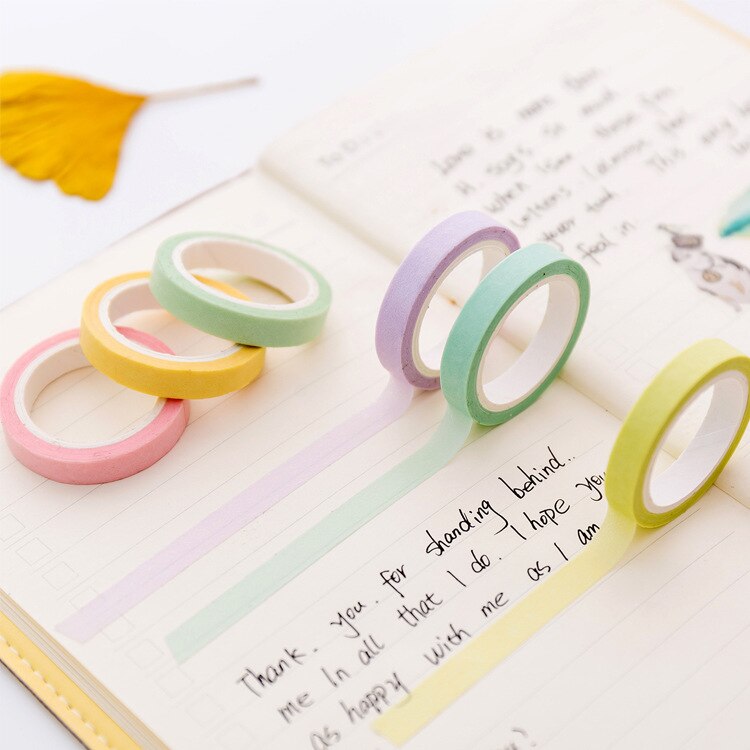 12 stks/pak Candy Regenboog Eenvoudige Kleur Washi Tape DIY Scrapbooking Sticker Label Afplakband School Office Supply