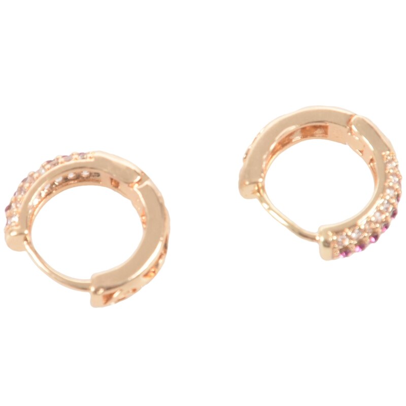 CZ Stone Hoop Earrings for Women Gold plated Piercing Jewelry -Gold