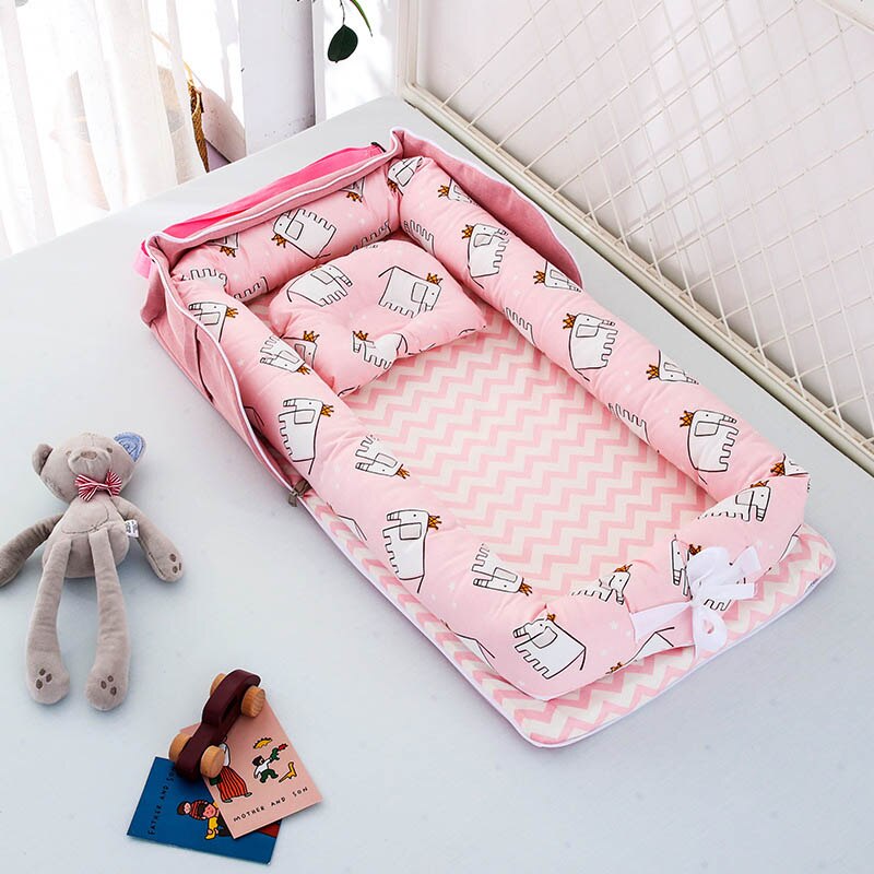 Abnehmbare Baby Nest Bettwäsche Stoßstange Neugeborenes Reise Matratze Schläfer Zaun 85x45cm: 7