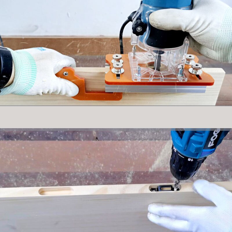 Woodworking 2 in 1 Invisible Buckle Hole Punch Locator Trimming Machine Slotting For Cabinet Wardrobe Furniture Connecting