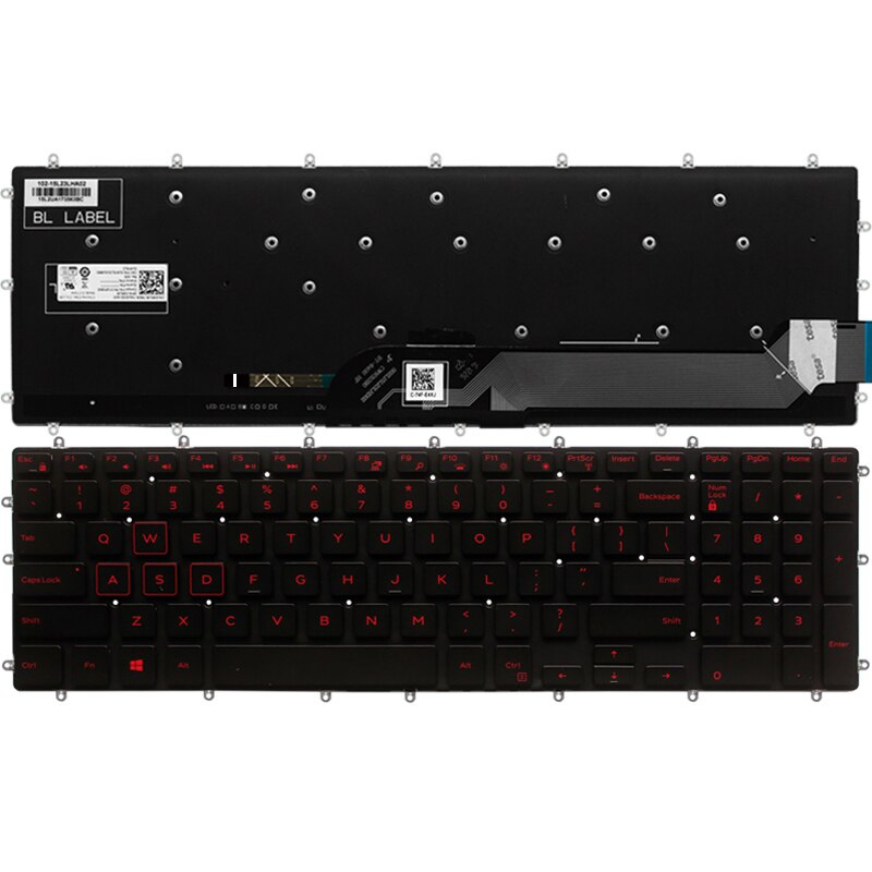 Us Laptop Toetsenbord Voor Dell Inspiron 15-5565 15-5567 15-5568 Gaming 17-5765 17-5767 Toetsenbord Layout Blauw/Wit/Rood Backlit: RED