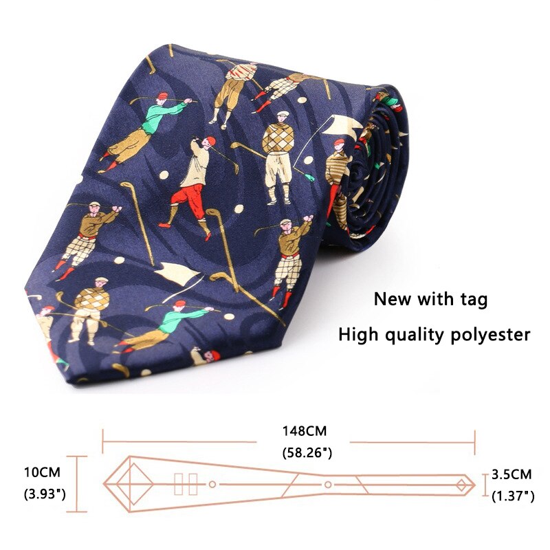 Luxury 10CM Mens Ties Golf Man Bird guitar dolphin printed Wide Neckties Hombre Gravata Ties For Men Classic Business Wedding