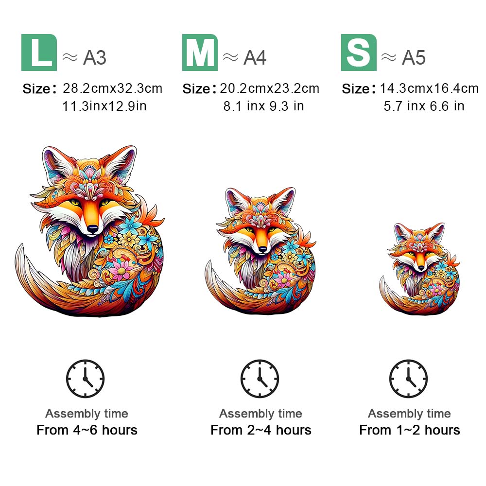 Wooden puzzle Fox Delicate box Irregular shape puzzle Gratitude adult stress reduction family interactive toy