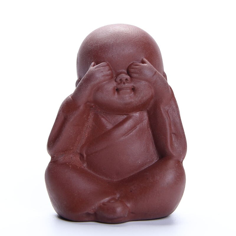 Yixing-adornos de té de arcilla hechos a mano, accesorios para Mini juego de té, pequeño Monje, lindo
