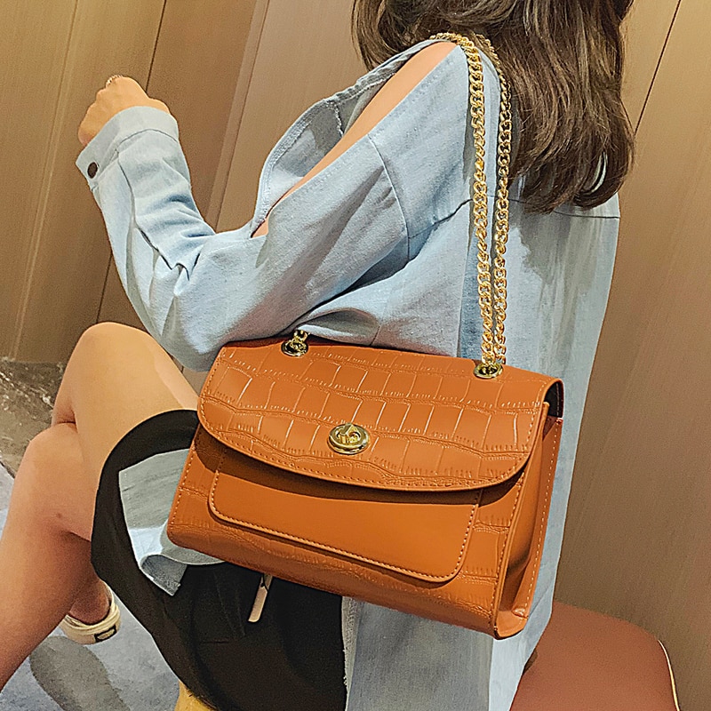 Européen rétro Crocodile modèle femme grand sac nouvelle en cuir femmes sac à main chaîne épaule sac de messager