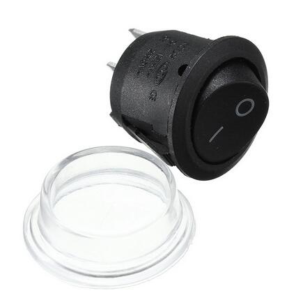 5 x KCD1-2 Round Black 2 Pin SPST ON-OFF Rocker Boat Switch 12V Snap + Waterproof Coat YUANZUO