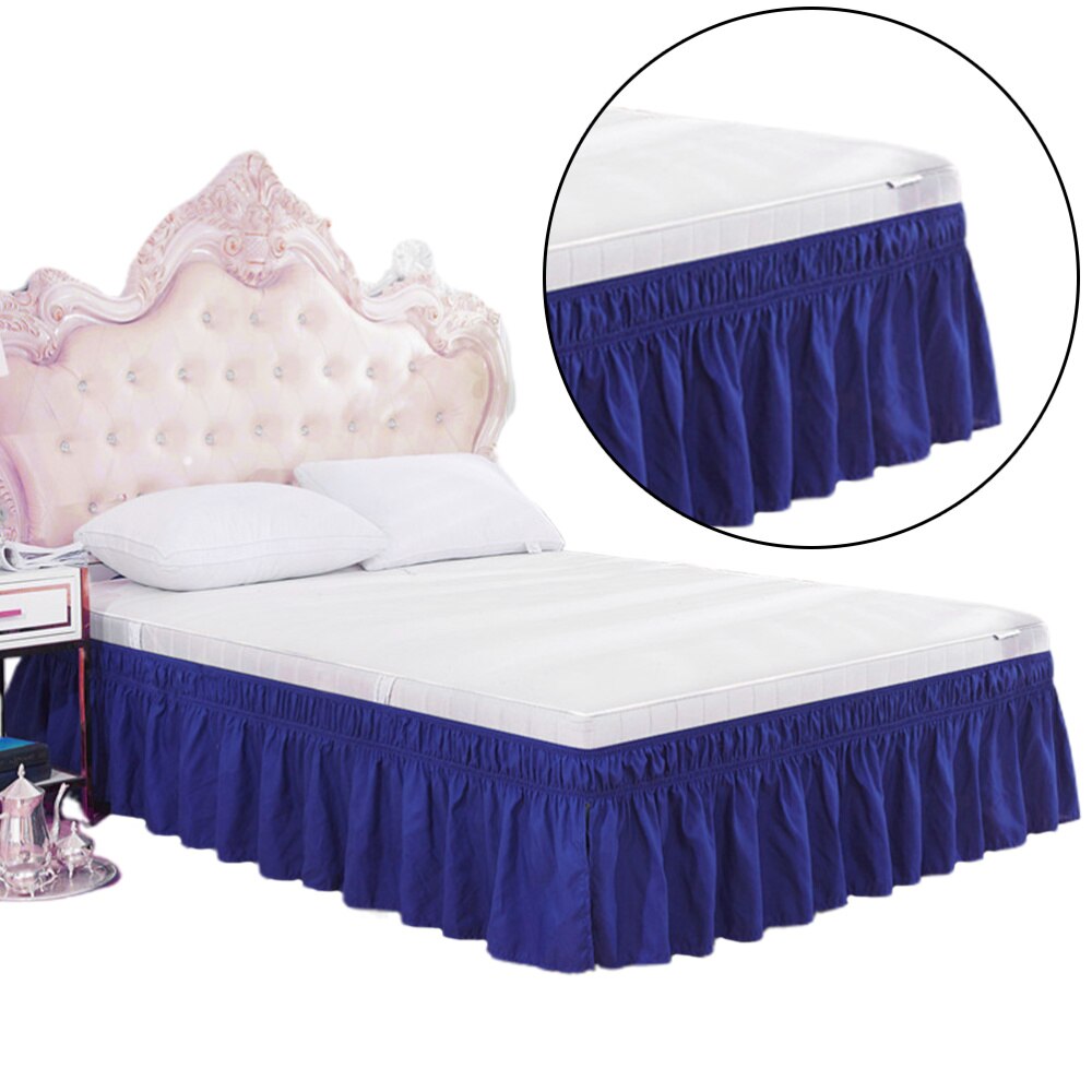 1pc lagner sengetøj plisseret nederdel støv flæse seng skjorte seng tilbehør bouffancy seng nederdel til seng hotel: Mørkeblå