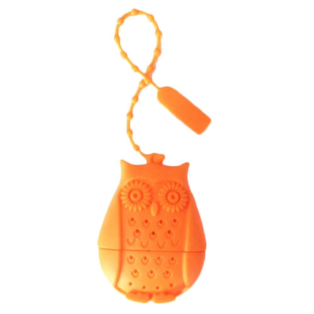 Cute Owl Tea Strainer Tea Bags Food Grade Silicone loose-leaf Tea Infuser Filter Diffuser Fun Cartoon Tea Accessories: Orange
