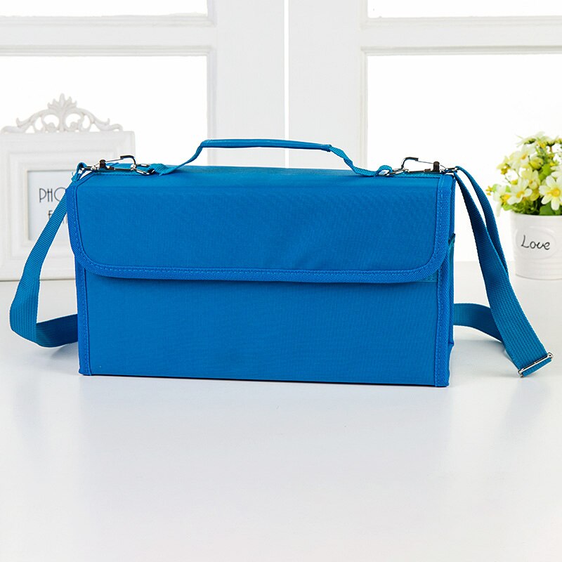 80 hullers premium oxford penalhus markører taske bærbar skolepenaltaske med stor kapacitet til malerartikler: Blå