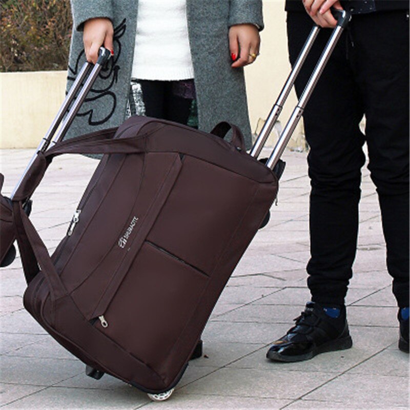 Wheel Luggage Trolley Bag Women Travel Bags Hand Trolley Unisex Bag Large Capacity Travel Bags Suitcase With Wheels: Small brown