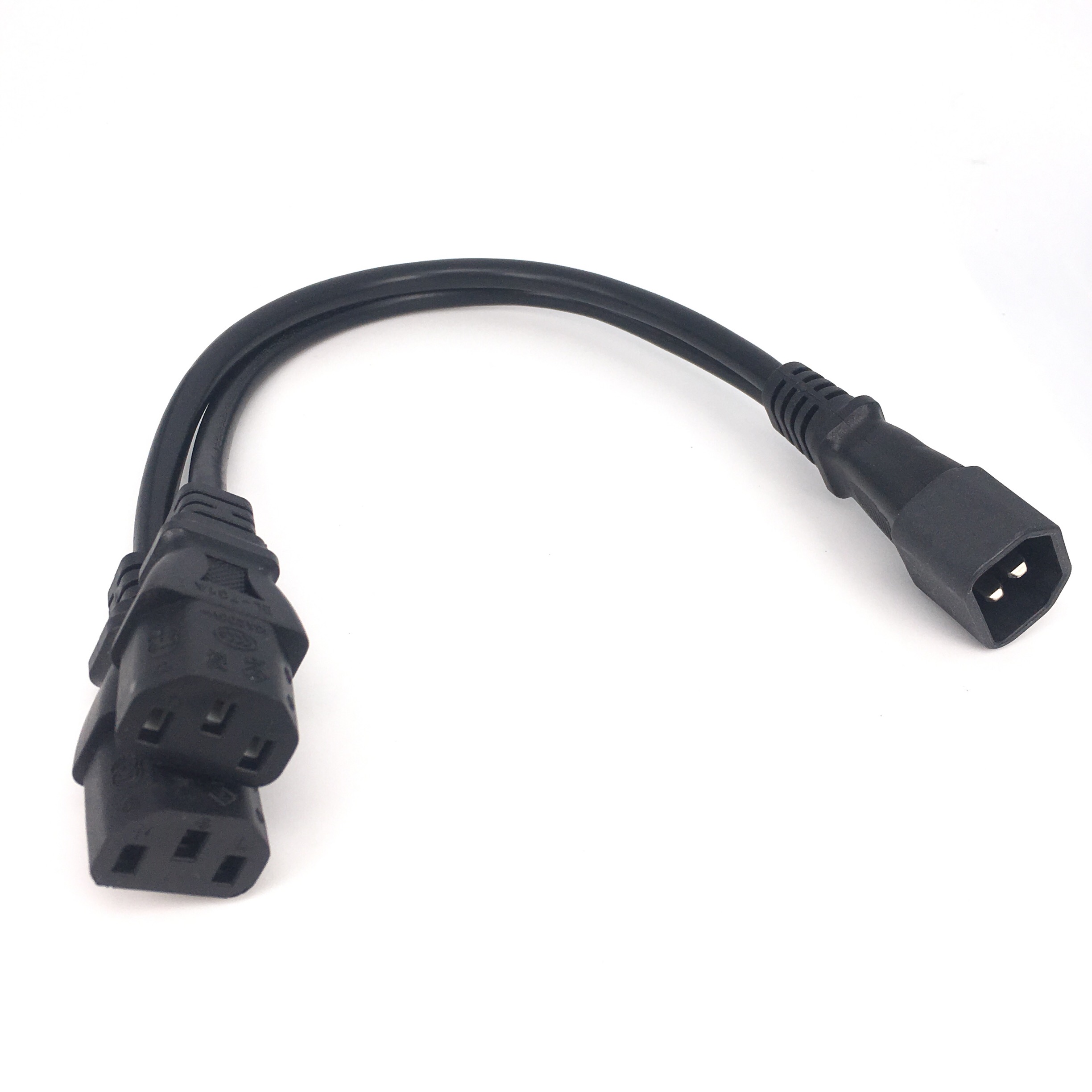 1 stk enkel  c14 to dobbel  c13 5-13r kort strøm y type splitter adapter kabel 25cm