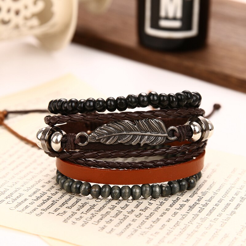 Daxi herr armband för herr berlocker armband pärlband armband tillbehör flätat läder armband herr smycken: Ifs 00707