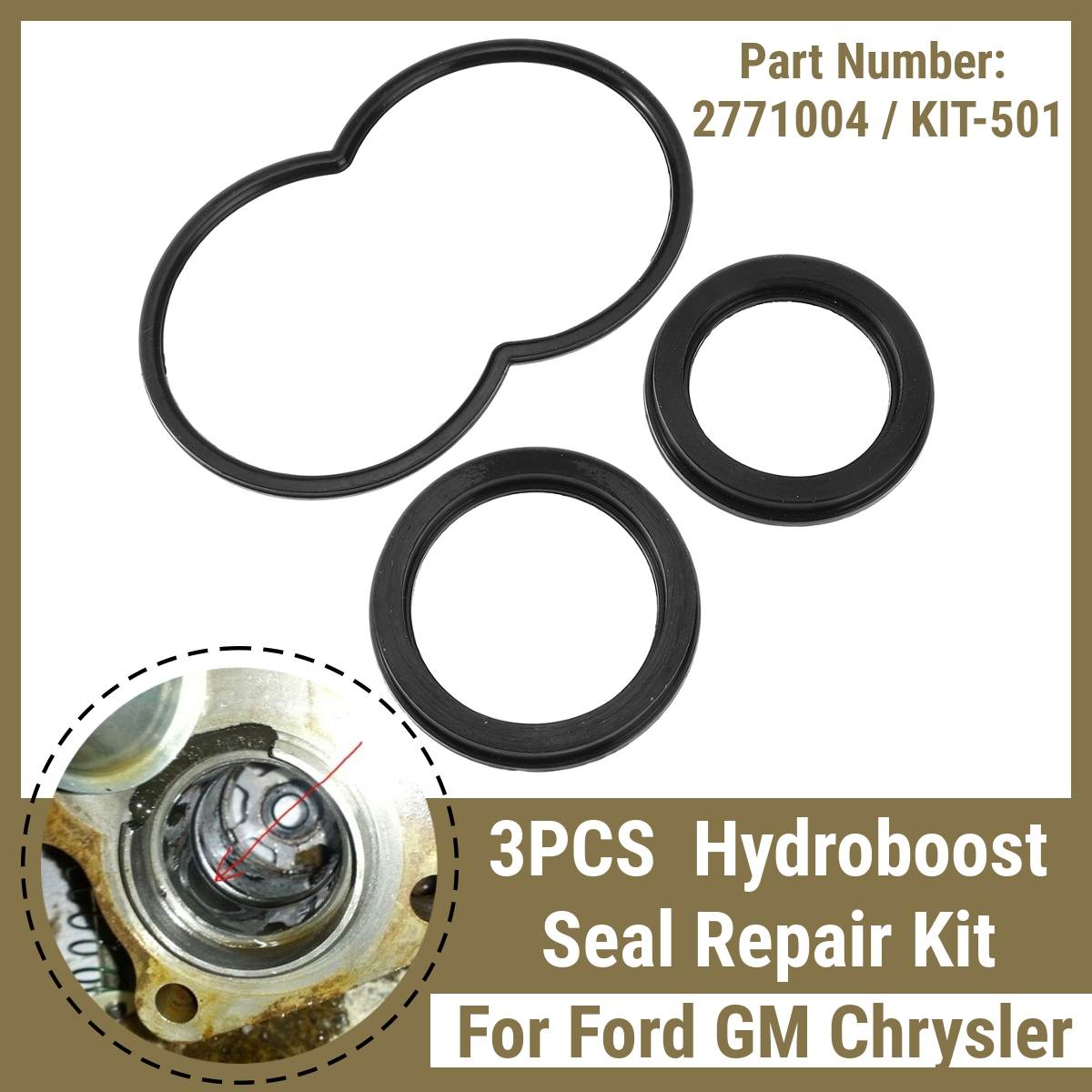 3 Piece Hydroboost Repair Kit Chevy GMC Ford GM Dodge Seal Kit Hydro-Boost Leak 2771004 KIT-501