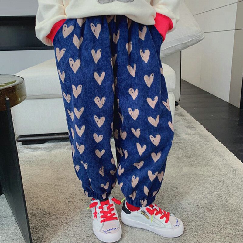 Mädchen Hosen Liebe Kabel Single freundlicher Samt Dicken Beiläufige Hosen Hosen Herbst und Winter Tuch Neue Lange Herz Hosen