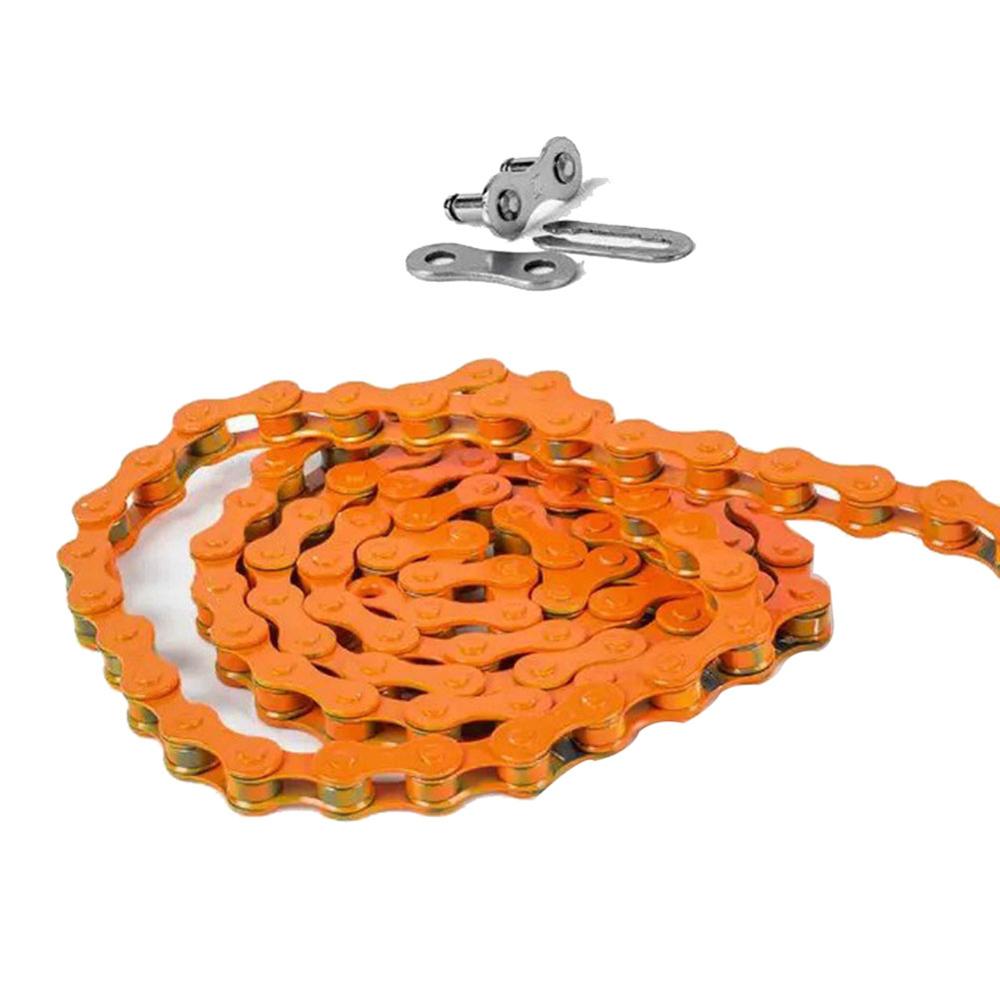 Fietsketting Fietsketting Fixed Gear Baanfiets Fietsketting Single Speed Magische Knop Kleurrijke 98 Links Onderdelen: Oranje