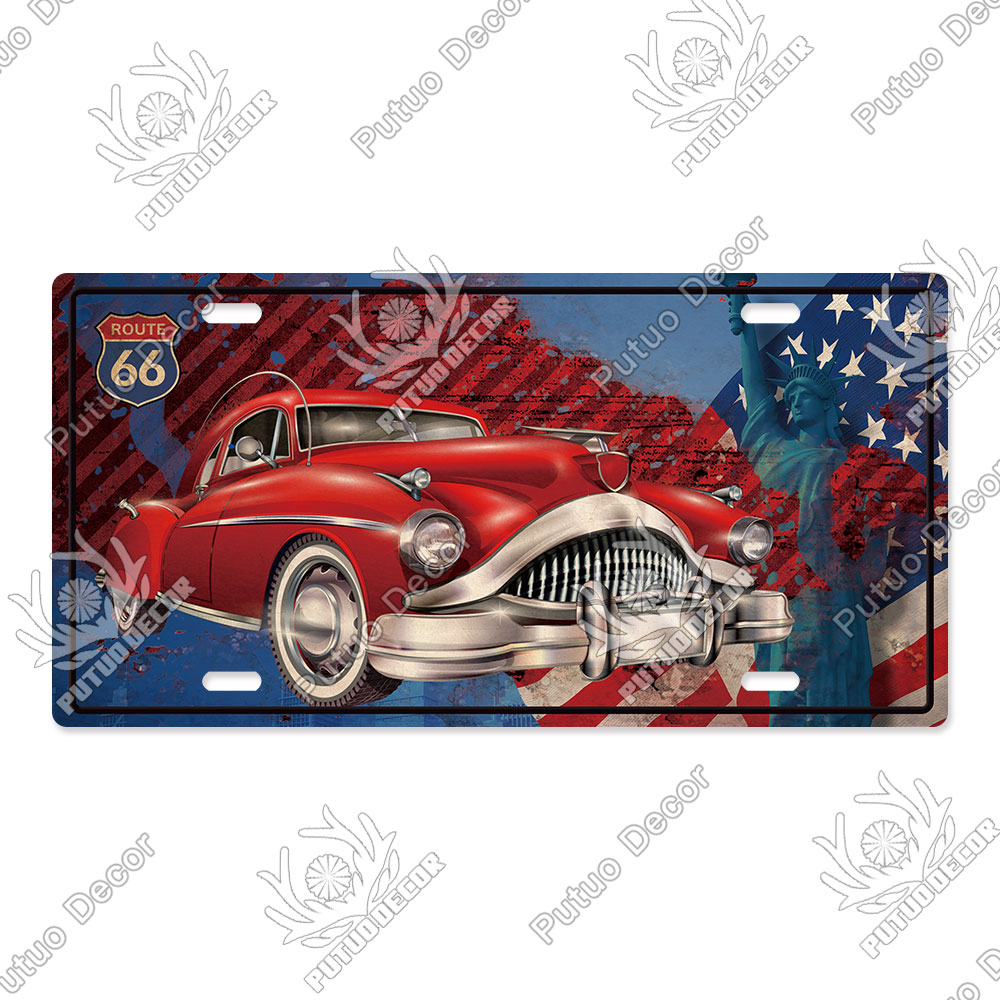 Putuo Decor-placa de matrícula Route 66, letrero de Metal Vintage para Bar, Pub, Gasolinera, garaje, hombre, cueva, decoración de pared del hogar