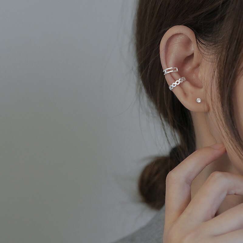 A Girl' 1 Piece Metal Ear Cuff Clip Cross Clip On Piercing Earrings for women Korea Jewelry Femme Cartilage Earcuffs