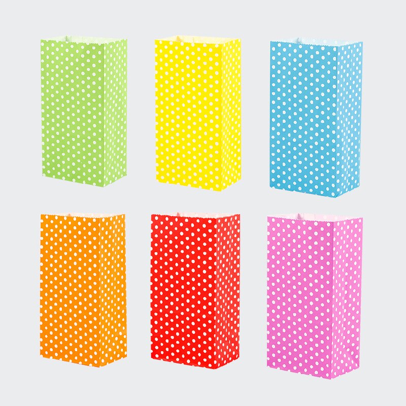 Papiertüte, farbe, wellenform, punkt, quadratischer boden, stehend, brot, kuchen, süßigkeiten, verpackungsbeutel, partyessen, backzubehör