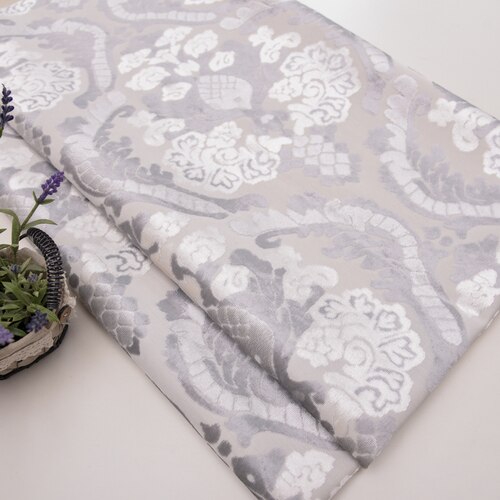 Brede 57 cm dikke europese stoffen bank jacquard gesneden pool fluwelen stof voor kussen kussen gordijn doe-het-zelf materiaal: Beige grijs