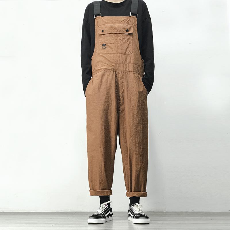 Estilo Safari Multi-bolsillo de los hombres Hip Hop pantalones ropa informal japonesa el trabajo de carga pantalones overoles hombres holgado Casual Pantalones: M / Coffee Overalls Mens