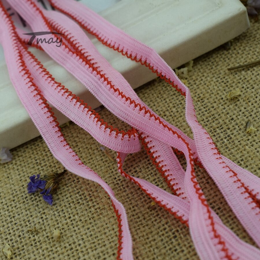 #245 roze en rode patchwork elastieken 8 meter stretch elastiek kanten rand baby ondergoed broek bh kanten broek elastieken diy