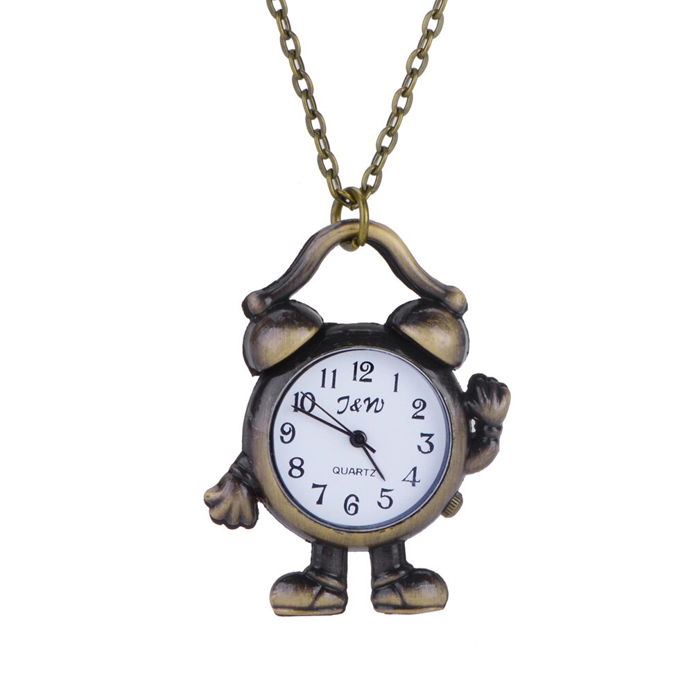 Modieuze Dames Horloge Vintage Robot Klok Quartz Horloges Zakhorloge Sleutelhanger Ketting Timer