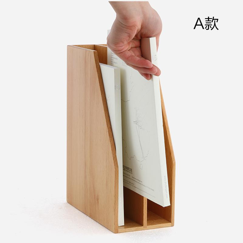 Solid wood office paper A4 file shelf wooden desktop storage file box office data storage bracket: Style 4