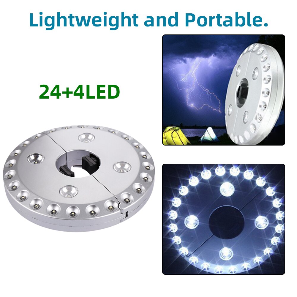 LED-Lampe Für Sonnenschirm – Batteriebetrieben, 15 LEDs, Warmes Licht, Durchmesser 38–48 Mm