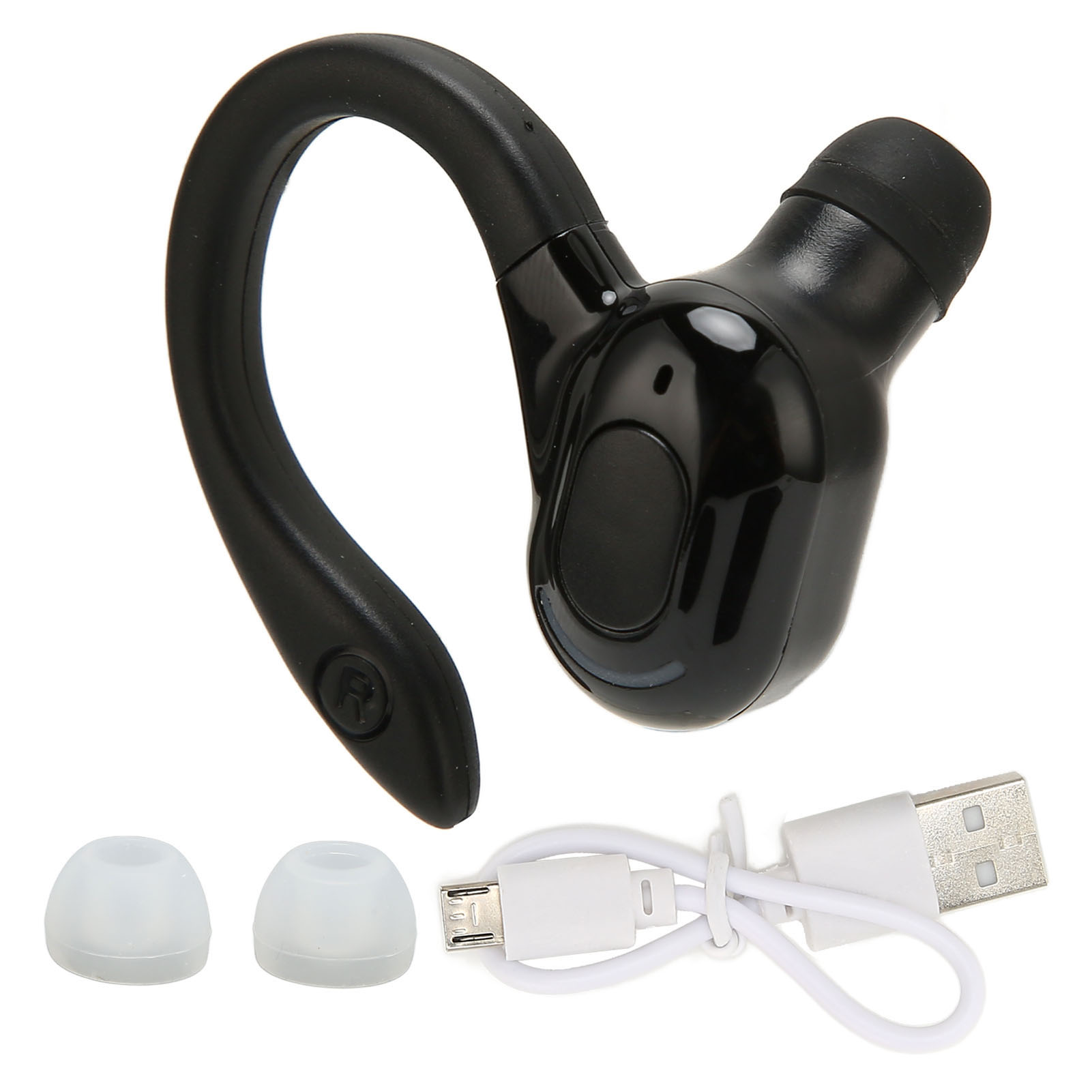 Single Ear Bluetooth Headset IPX4 Waterproof USB Charging Mono Wireless Earpiece 20H Playtime for Running Driving Gym Sport
