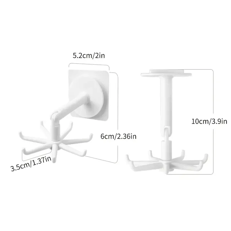 Multifunctionele roterende kleverige haak met 7 klauwen: eenvoudig te installeren, ruimtebesparende muurhanger voor huisorganisatie