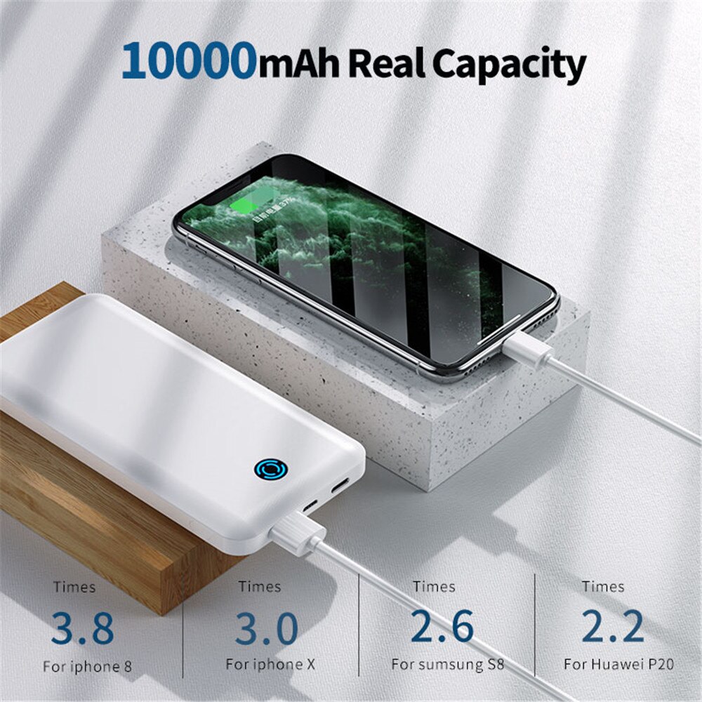 YKZ Led-anzeige Power bank Für iPhone 12 10000mAh USB Typ C Mini Tragbare Ladegerät Travel Schnell Externe Batterie für Xiaomi Mi9