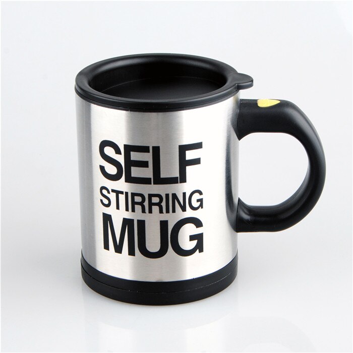 Koffie Mok 400ml Rvs Zelf Roeren Mok met Deksel, automatisch Mengen Lui Koffie Cup voor Kantoor: Zwart