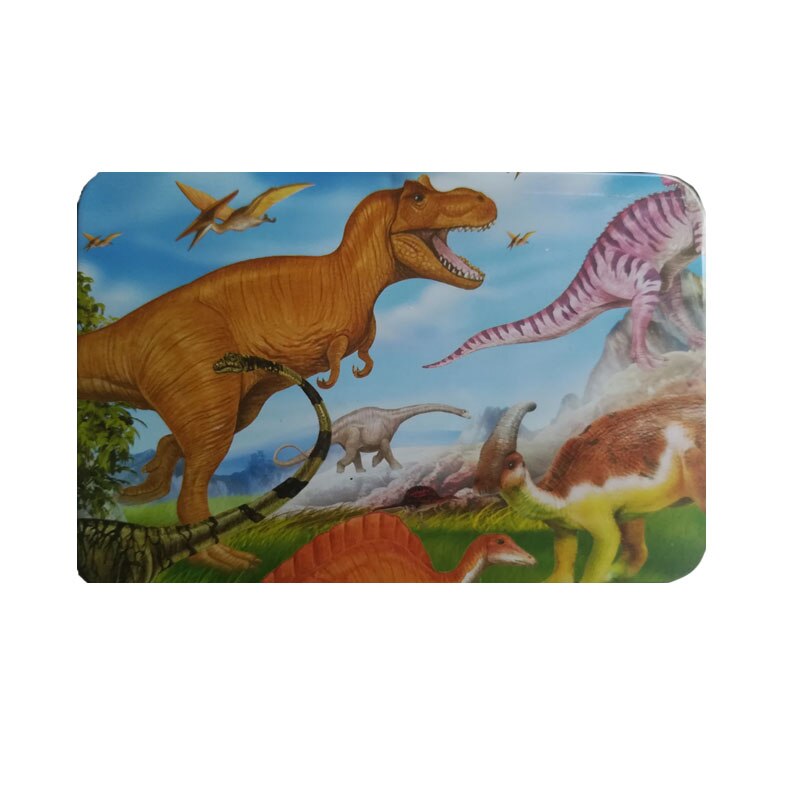 100 pcs/set Holz Puzzle Cartoon Spielzeug 3D Holz Puzzle Eisen Box Paket Jigsaw Puzzle für Kind Frühen Bildungs montessori Spielzeug: Dinosaur 100