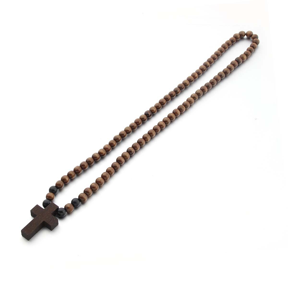 Retro træ brun kort kors vedhæng træ perler halskæder til mænd kvinde rosenkrans træ perle betaler religiøse smykker