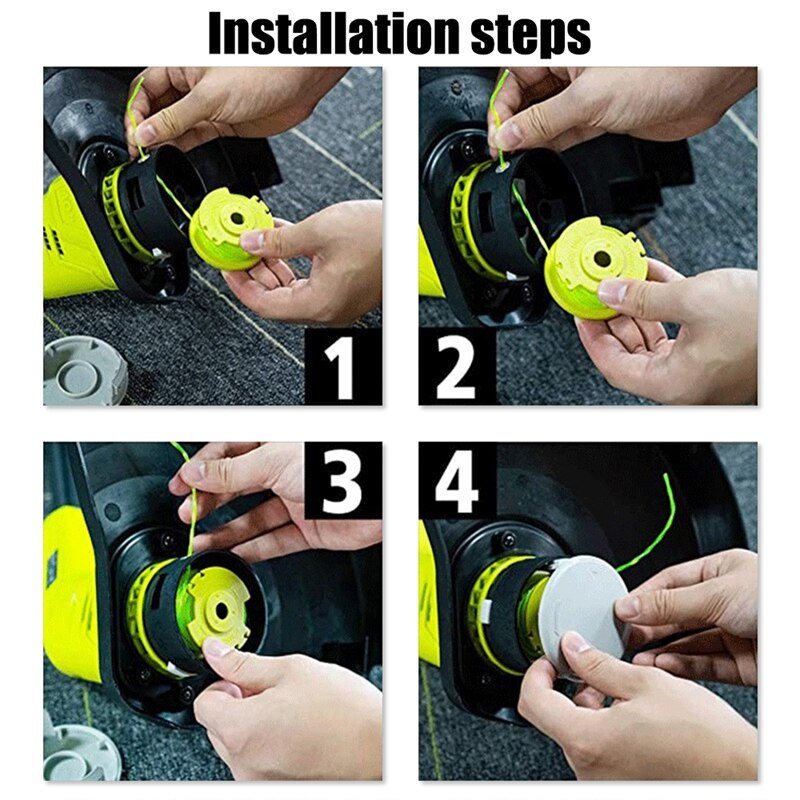 Replacement Trimmer Spool For Ryobi One Plus AC80RL3 18V 24V 40V With AC14HCA String Trimmer Cap Covers (10 Spool+2 Cap)