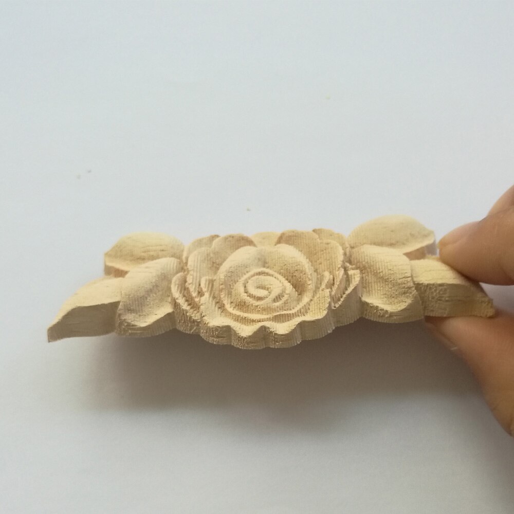 Calcomanía tallada en madera Rosa Floral, apliques de esquina, Marco para decorar puertas, muebles, figuritas de madera, artesanías decorativas para armarios