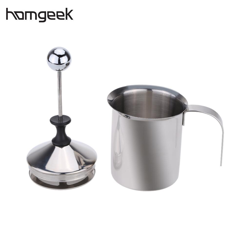 Homgeek 400Ml Rvs Melkopschuimer Double Mesh Melk Foamer Diy Fancy Wit Coffe Maker Voor Cappuccino Latte