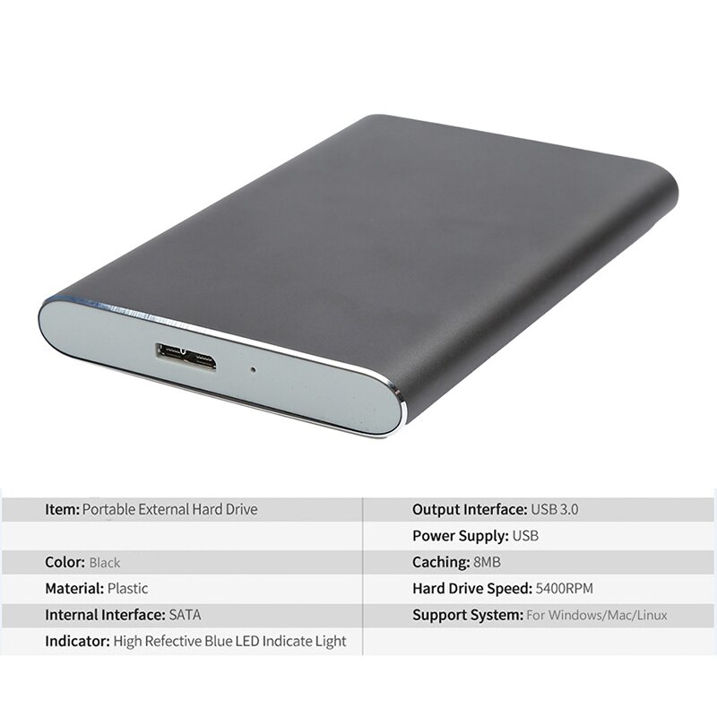 1TB External Hard Drives USB 3.0 2.5Inch Portable Ultra Thin Aluminum Alloy Metal Mobile Hard Disk