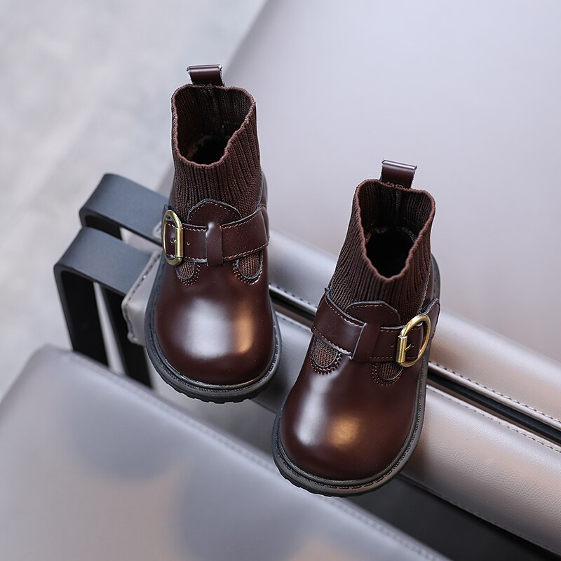 Filles bottes courtes automne hiver style scolaire à la fille princesse enfants chaussettes et bottes 1-3 ans