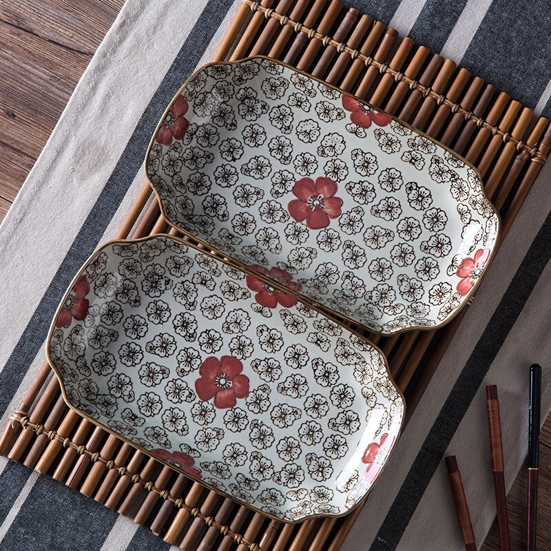 Thuis japans handbeschilderd keramisch bord rechthoekig schaaltje thuis serviesgoed keramisch fruit visbord