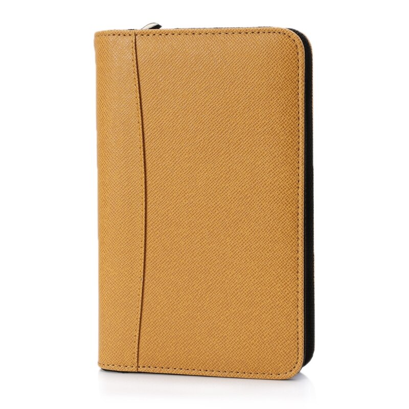 PU Leather Cover A6 Zipper Notebook Loose-Leaf Business Notepad With Calculator: Yellow