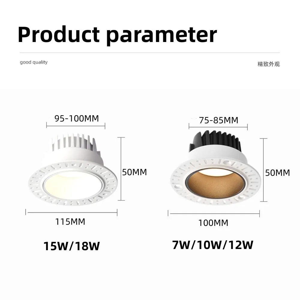 LED Recessed Spot Light Borderless Downlight Living Room Spotlight 7.5CM 9.5CM Hole Downlight Minimalist Bedroom Light