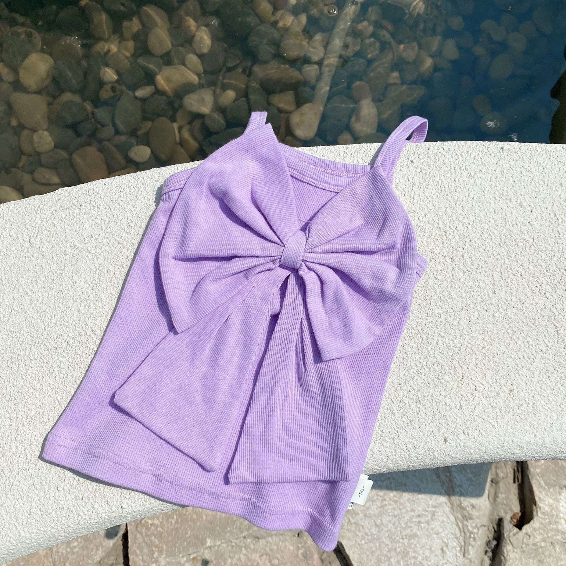 Summer Girls Candy Color Vest with Bow Kids Vests: Purple / 2T