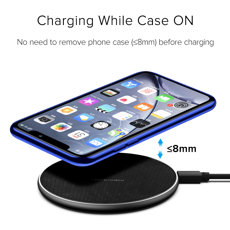 Wireless Charger for iPhone 11 X Xs Xr 8 10W Qi Fast Wireless Charging Pad for Samsung S10 Note 9 AirPods Xiaomi Charger